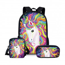 ForUDesigns Cartoon Unicorn Backpack 3 Pcs/set